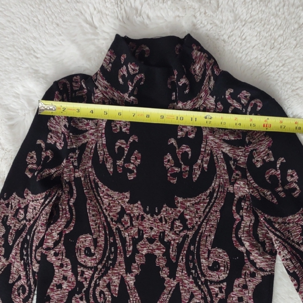 Free People Elegant Black and Wine Patterned Drees, Size S. - Picture 11 of 17